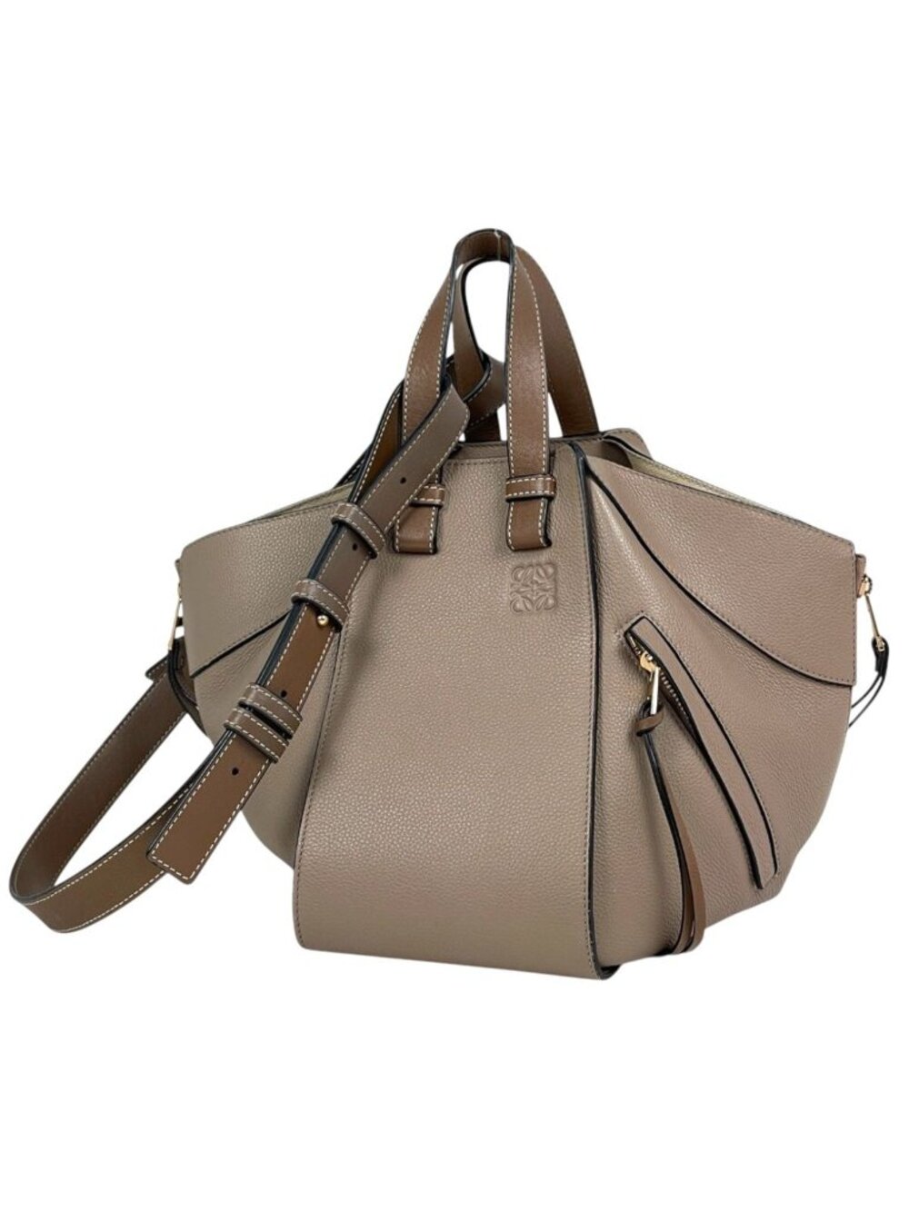Loewe Handle Hammock Small 2-Way Shoulder Bag Anagram Leather Gray
